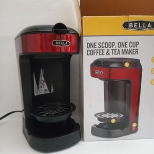Bella One Scoop Single Cup Coffee Maker Red adjustable for cup or tumbler